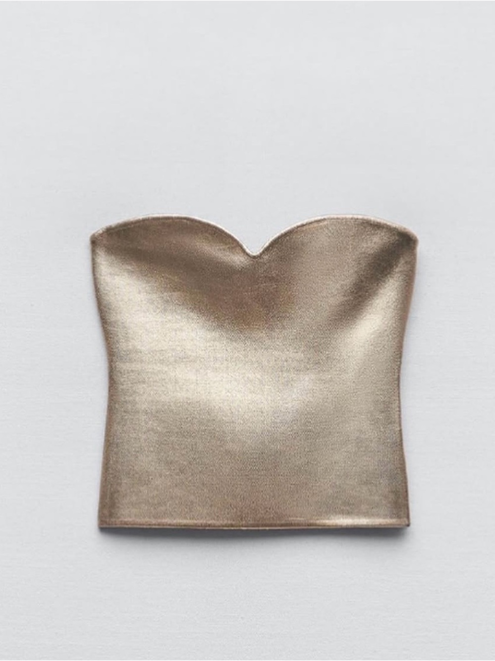 Zara Gold Strapless Metallic Bustier Tube Top - Knit